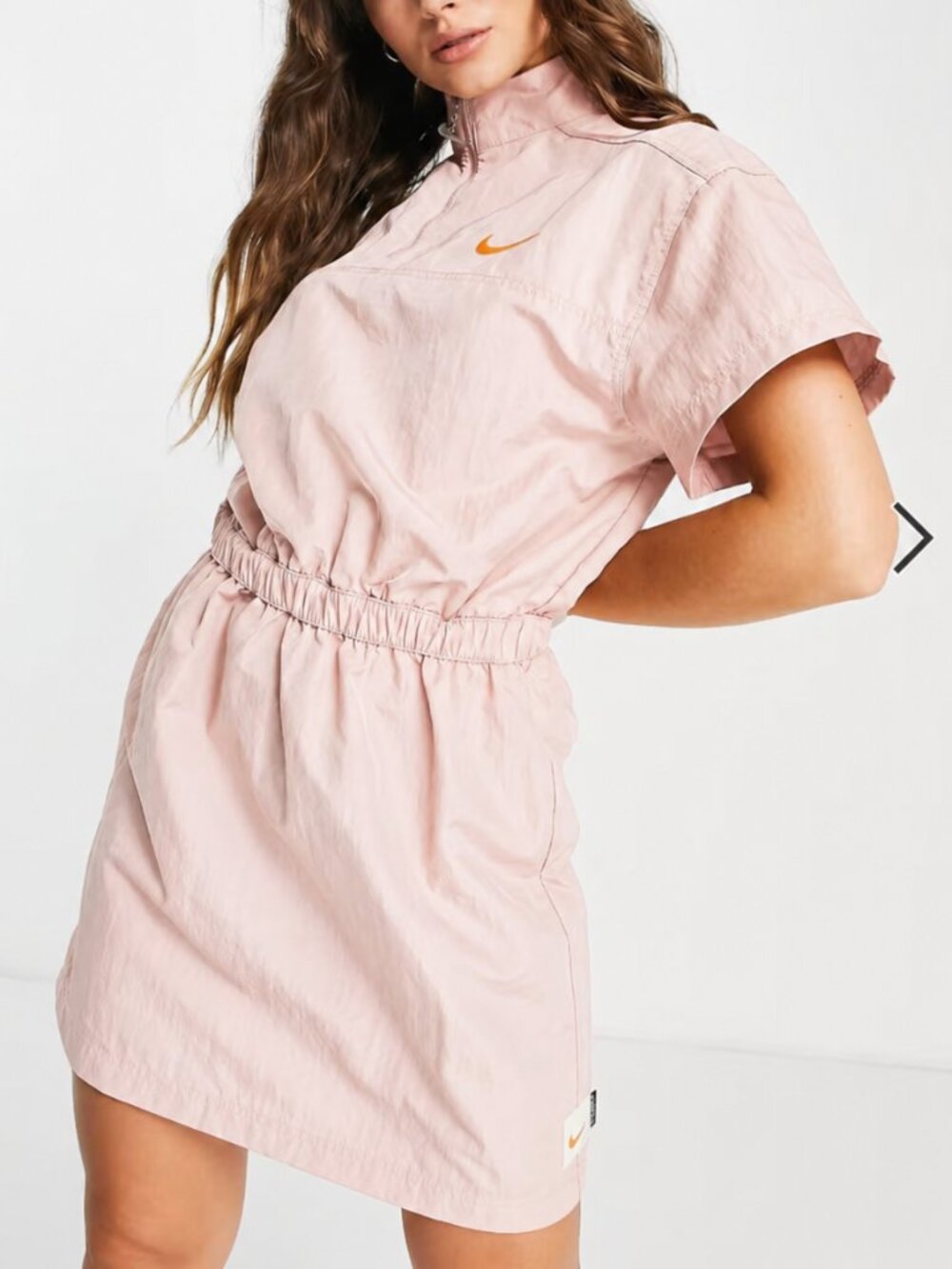 Nike Swoosh Half Zip Woven Dress Pink Oxford Size Medium